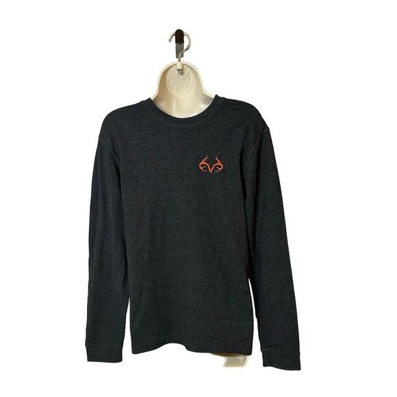 Realtree Gray Orange Logo Long Sleeve Soft Cozy Outdoor Top Men’s M - Picture 1 of 6